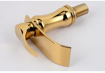 Nemokamas Pristatymas Aukštos kokybės žalvario, aukso vonios maišytuvas su viena rankena aukso baseino vonios kambarys kriauklė maišytuvai krioklys