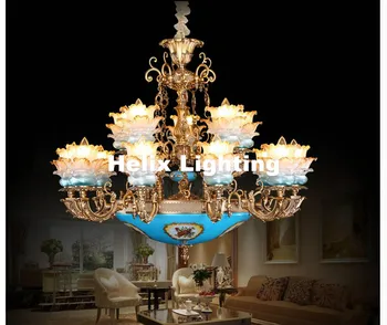 Nemokamas Pristatymas Europos Jade Cinko Lydinys, Mėlyna Žvakė Krištolo Sietynas, LED Šviesos Miegamieji, Valgomasis Kambarys, Poilsio Zona Hotel Lempos