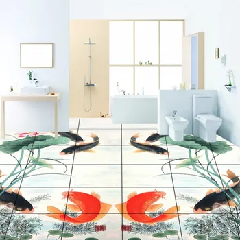 Nemokamas Pristatymas Kinijos vėjo karpis lotus 3D grindų dažymas sutirštės neslidus miegamąjį kambarį, vonios kambaryje, virtuvėje grindys freskos