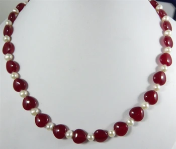 NEMOKAMAS PRISTATYMAS>>>@@ > motinos mėgstamą white shell perlų ir raudonos širdies formos akmens apvalūs Karoliai