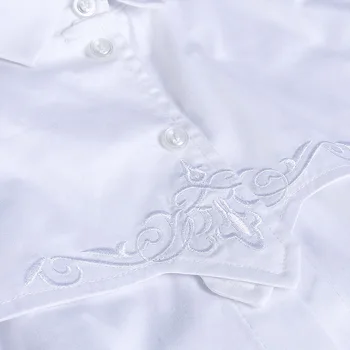 Nemokamas Pristatymas Naujos mados vyrų Vyrų žmogus, ilgas rankovėmis Marškinėliai slim baltos vestuvės dress raukšlių DP FanZhuan 713146 korėjos 5XL