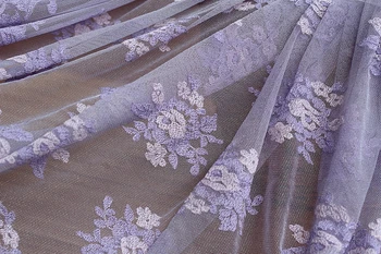 Nemokamas pristatymas violetinė High-end luxury Derliaus Siuvinėtų Nėrinių Audinio su gėlių , Vestuvių Suknelė Nėrinių Audinys