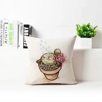 Nemokamas pristatymas/šviežios kaktusas augalų medvilnės pagalvių užvalkalai akvarelė pagalvėlių pasvirusi ant 43 * 43 Vidinės Nr.