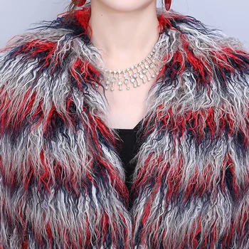 Nerazzurri 2017 Mados Spalvotų Žiemos Dirbtiniais Kailiais Striukė Moterims, Elegantiškas Shaggy Furry Moterų Padirbtų Kailių Paltai Plius Dydis 4xl 5xl 6xl