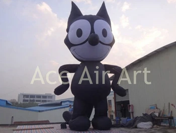 Nuolatinis oro pūtimas animacinių filmų Helovinas juoda katė animacinis pripučiami pelėda su didelėmis akimis