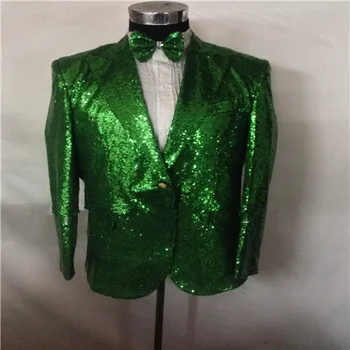 Oficialus Green Blizgančiais Vyrų Švarkai slim dainininkė, šokėja priimančiosios, Kapitonas etape Kailio Juosta rodo šalies klubą Choras veiklos viršutinių drabužių siuvimas