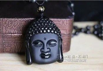 Parengti Kinijos Rankų Darbo Obsidianas Sakyamuni Budos Statula Galvos Pakabukas