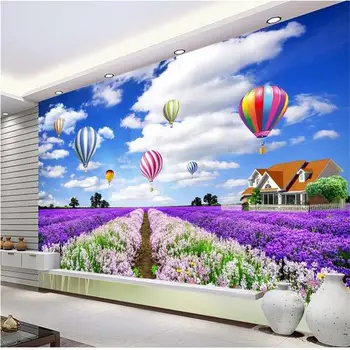 Pasirinktinis dydis freskos nuotrauka 3d tapetai kambarį levandų gėlių balionas tapybos TV foną neaustinių tapetai sienos 3d