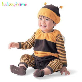 Pavasarį, rudenį, kūdikių berniukų, mergaičių drabužių rinkiniai medvilnės animacinių filmų kūdikio jumpsuit+mielas bodysuits+skrybėlės naujagimių drabužiai 3pcs kostiumai BC1042
