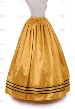 Pilietinio Karo Stiliaus Satino Sijonas Kamuolys Suknelė Viktorijos Geltonas Sijonas Užsakymą, Kad Plius Dydis