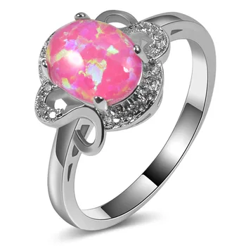 Pink Fire Opal 925 Sterlingas Sidabro Didelis Kiekis Sužadėtuvių, Vestuvių Žiedo Dydis 5 6 7 8 9 10 11 A118
