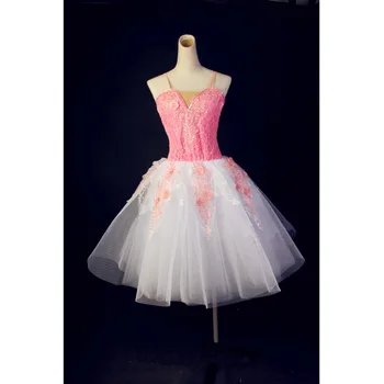 Pink Gėlių Nėrinių Viršų Romantiška Baleto Suknelės,Baleto Ilga Suknelė Žiedų Kostiumai, Pasakų 