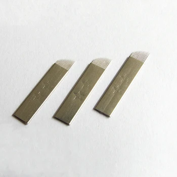 Plieno Microblading Adatos 14CF permanentinis Makiažas Vadovas Antakių Ašmenys 14 pin Pin tipas individualiai sterilūs suvynioti