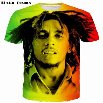 PLstar Kosmosas Reggae Žvaigždė Bobas Marley Spaudinių tshirts Vyrams, Moterims, Hip-Hop, Rokas Tees Viršūnės t marškiniai Vyrai Moterys Hipster 3D marškinėliai