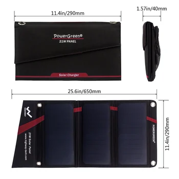 PowerGreen Sulankstomas Saulės Įkroviklis 21 W Saulės Energijos Banko Mini Saulės Skydelis Išorės Baterija skirta Xiaomi už 