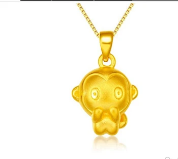 Prabangių Mados Žavinga 24K Geltonojo Aukso Pakabukas Mielas Beždžionės Pakabukas