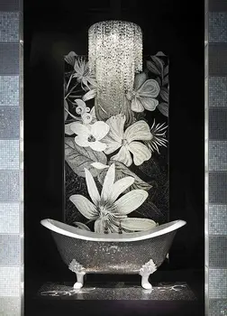 Prabangus Mozaikos Plytelės sidabro vonios kambarys