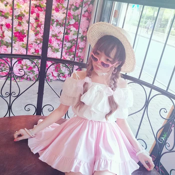 Princesė saldus lolita Bobon21 lolita stiliaus Macarons saldainiai spalvos skėtis sijonas bowknot sijonas B1481