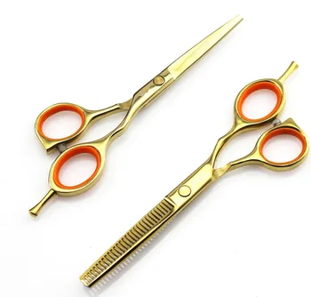 Pritaikyti Vieną Uodegą klasikinis 5.5 colių aukso pjovimo kirpykla retinimo žirkliniai sumažinti plaukų žirklės žirklės, plaukų kirpimo žirklės rinkinys
