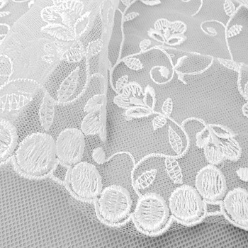 QJH Prekės Baltos spalvos Poliesterio Šilko Siuvinėjimo Mados Estetinės Mažų Šviežių Vestuvių Suknelė Nėrinių Audinio Plotis 120cm
