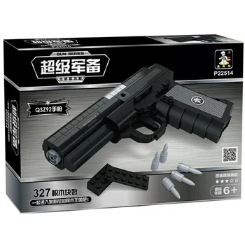 QSZ92 pusiau automatinės Pistoletas Ginklai Modelis 1:1 3D 327pcs Black Modelis Plytų Ginklų Kūrimo Bloką Nustatyti Žaislas Suderinama Su Legoes