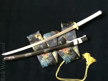Rankinio Kalimo Japonų Samurajus Užsiimti Kardas KATANA 1060 didelis Anglies Plieno Full Tang aštriais Ašmenimis dragon tsuba balta ito