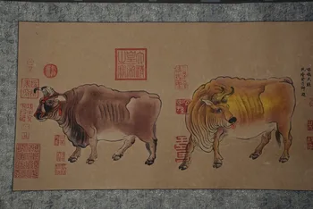 Rankomis dažyti Kinų tapyba, nuotraukos ilgosios ašies Čing Dinastija Kinijoje, Karvė, nemokamas pristatymas