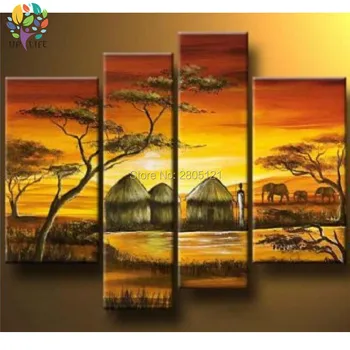 Rankų darbo naftos tapyba ant drobės Afrikos genčių namai šiuolaikinės Geriausias Šiuolaikinio Meno Abstrakčiai aliejaus tapybai originalas