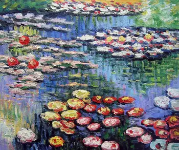 Rankų darbo Paveikslai Tapyba Vandens Lelijos (Pink) pateikė Claude Monet Kraštovaizdžio Naftos Paveikslai Sienų Dekoras Garsaus Art Piešimo
