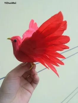 Raudonos plunksnos, mažų paukščių apie 15x22cm skleisti sparnus paukščio rankdarbių,atraminiai,sodo namų dekoravimo, dovanų p1917