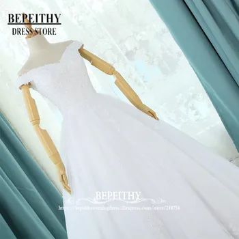 Realios Nuotraukos Vestido De Novia A-Line Wedding Dresses Grindų Ilgis Individualų Pigūs Nuotakos Suknelė Ilgai Nėrinių Nuotakos Suknelė Naujas Dizainas