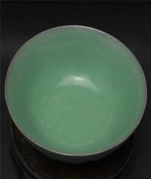 Retas Song Dinastijos(961--1275)Longquan Krosnies porceliano dubuo,spalvos jūros vandens Žalia Glazūra,geriausia kolekcija ir puošmena, Nemokamas pristatymas