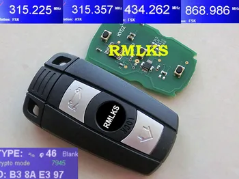 RMLKS 3 Mygtukas Nuotolinio Automobilio Raktas Tinka Smart Card 315Mhz 433Mhz 868Mhz PCF7945 Chip Pūko HU92 Ašmenys CAS1 CAS2 CAS3 Sistema