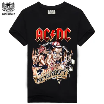 Rocksir Vyrų Marškinėliai Black T-Shirt, T marškiniai Vyrai Marškinėliai Medvilnės AC DC Spausdinti Sunkusis Metalas Rokas Hip-Hop, Punk 2016 M. Vasaros Tee