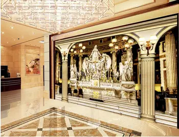 Romos skiltyje bažnyčia Europos stiliaus Freska 3D TV foną, pvc lipnios tapetai Namų Puošybai