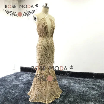 Rose Moda Seksualus Bling Aukso Blizgučiais Undinė Promenadzie Suknelė Backless Prom Dresses 2018 Realios Nuotraukos