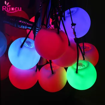 Ruoru 2 vnt = 1 pora pilvo šokio kamuolius RGB švyti LED LV mesti kamuoliukus pilvo šokio vertus rekvizitai etapo rezultatus priedai