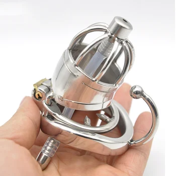 Sekso produktai vyrams metalo skaistybės prietaiso Šlaplės kateteris nerūdijančio plieno gaidys narve Anti-off varpos žiedas skaistybės prietaisas