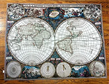 Senovės pasaulio žemėlapyje dekoratyvinis nuotraukas 140*109cm namų tekstilės aubusson jacauard audinio gobelenas sienos kabo pt-66