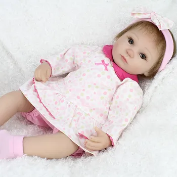 Silikono Reborn Baby Doll Realus Kūdikiai, Gimę Brinquedos Adora Matryoshka Kūdikių Žaislų Lankelis Rožinė Suknelė Bateliai Švietimo Žaislas