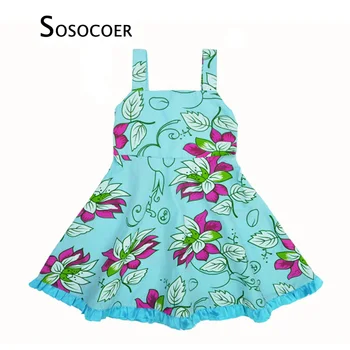 SOSOCOER Mergaičių Suknelė iki 2017 m. Vasaros Mados Gėlių Vaikai Suspender Suknelės Šalis Mėlyna Gėlių Bamblys Gimtadienio Suknelė Mergina Drabužiai