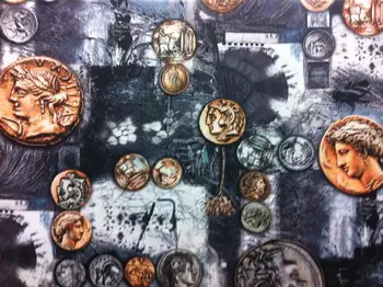 Spausdinti margo audinio medvilnės tiulio audinio medvilnės trikotažo audinys monetos tapybos monetos tapybos monetos, paveikslai, monetos modelis printf