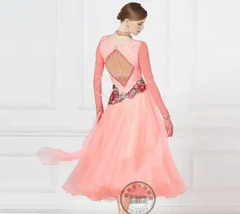 Standartinių šokių suknelė rožinės spalvos konkurenciją šokių suknelė pritaikyti moteriški šokių suknelės