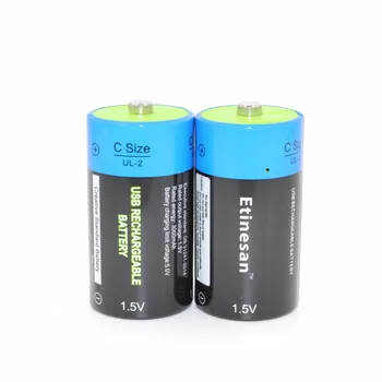 SUPER PACK 8pcs Etinesan 1,5 v 4500mWh C Dydžio Ličio Li-Polimero C tipo USB Įkrovimo baterija (akumuliatorius su USB įkrovimo kabelis
