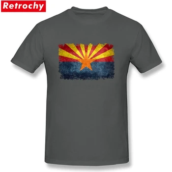 T Shirt Dizainas Custom Arizonos valstijos Vėliavos Vyrų Naujo Dizaino Balti trumpomis Rankovėmis Marškinėliai 3XL