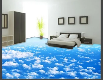 Tinkinti Mėlynas Dangus ir Balti Debesys 3D Sienų Tapetai, Gyvenamasis Kambarys, Vonios kambarys, Virtuvė, 3D Grindys, Foto Tapetai