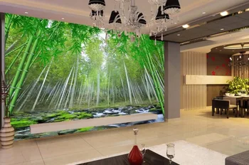 Tinkinti Sienų Freskomis 3D Tapetai, Bambuko miškų Freskos Foto Tapetai kambarį, Miegamąjį, TV Foną