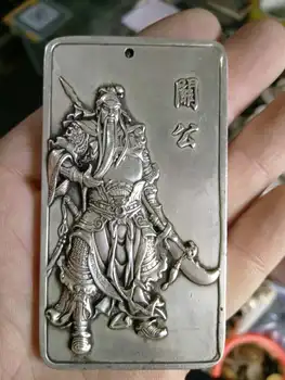 TNUKK Kinijos senovės trijų karalysčių laikotarpiu figūra statula Tibeto sidabro statula - guan yu
