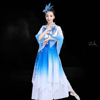 Tradicinės Kinų liaudies kostiumas moteris klasikinės suknelės nacionalinės moterų Yangko šokių suknelė przybornik DD320 F