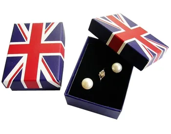 UK stilius Papuošalai Pakuotės Žiedas Nemokamas pristatymas didmeninė 100vnt/daug Bristh Sąjungos Jack Vėliavos žiedas, papuošalų dėžutės 6.5*5*2.5 cm